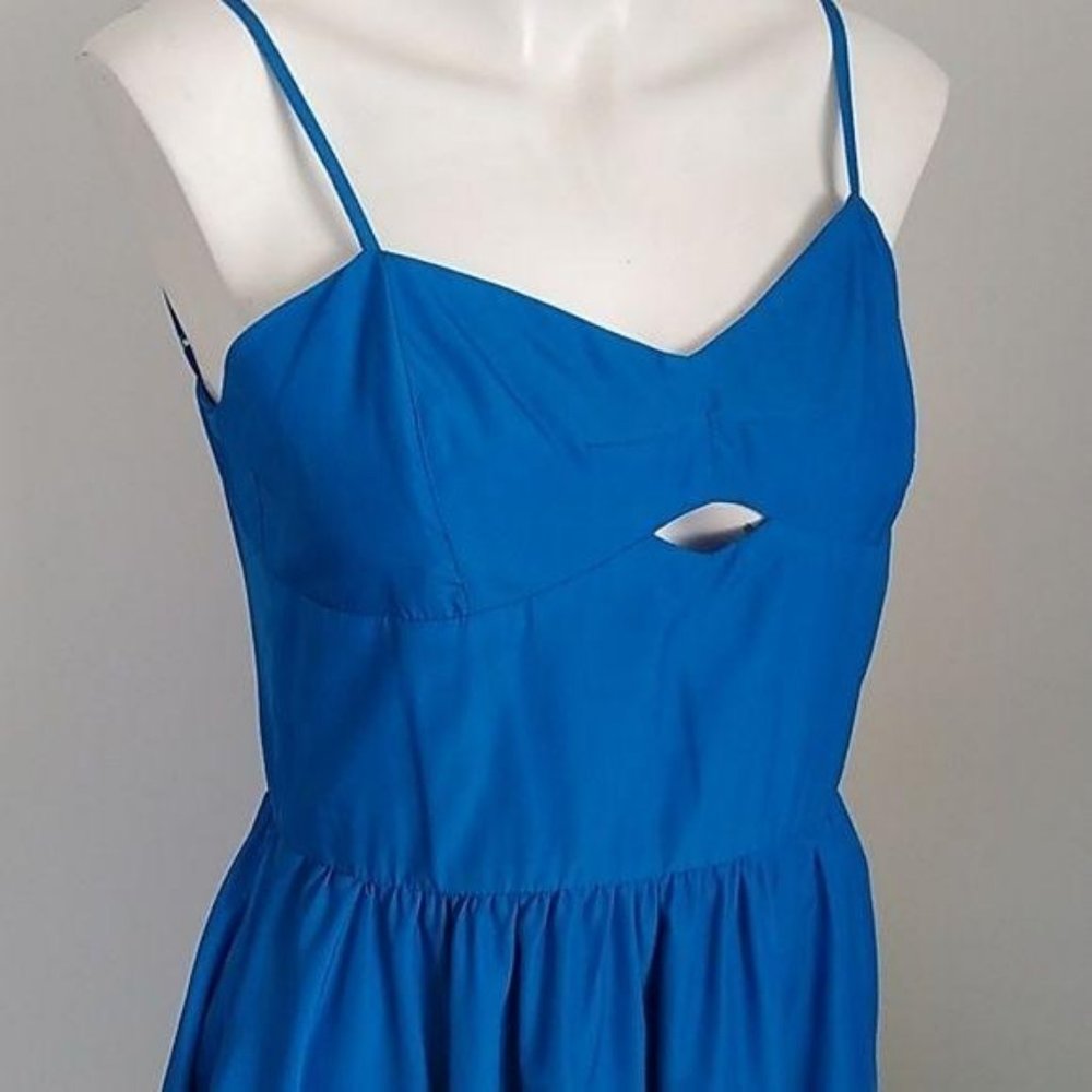 Nanette Lepore Blue Watercolor Dress Fit Flare - Picture 5 of 6